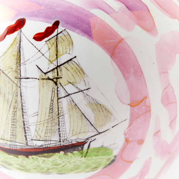 English Lusterware Pitcher with Ship, circa 1860