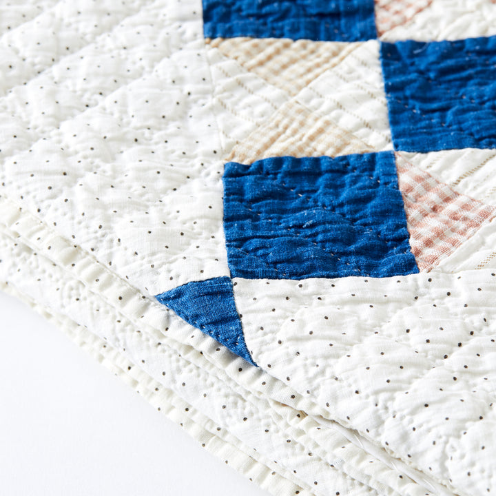 Heirloom-Quality Indigo Flying Crow Quilt, Late 19th Century