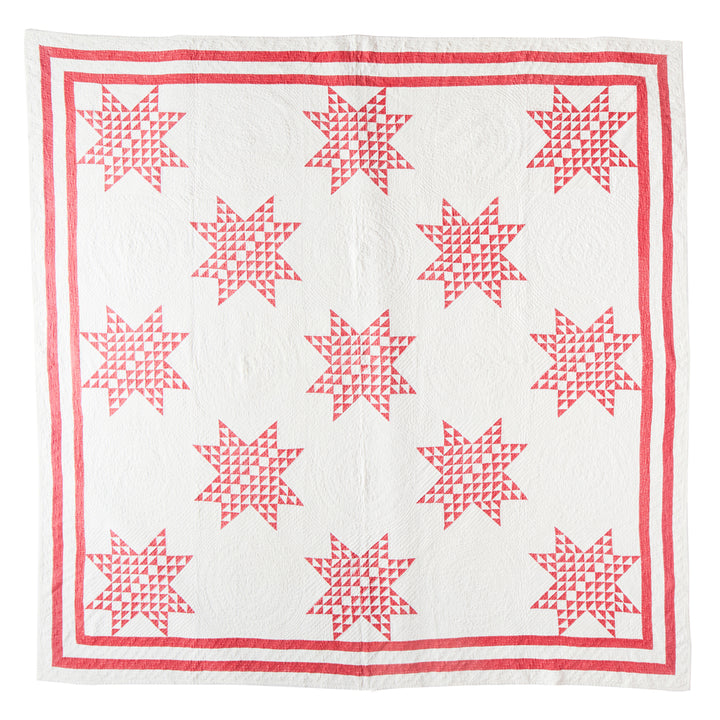 Heirloom Red Star Quilt, Late 19th Century