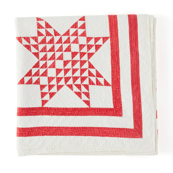 Heirloom Red Star Quilt, Late 19th Century