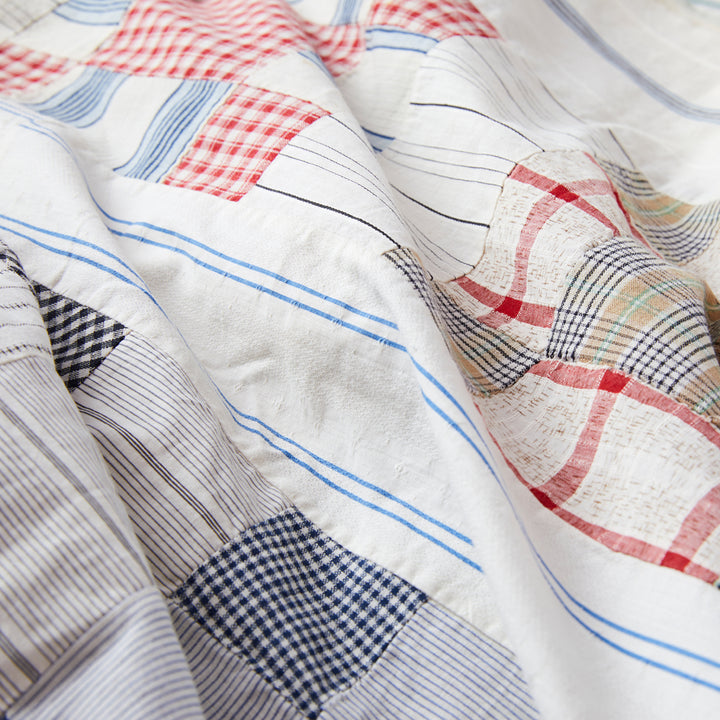 Vintage Shirting Patchwork Quilt Top