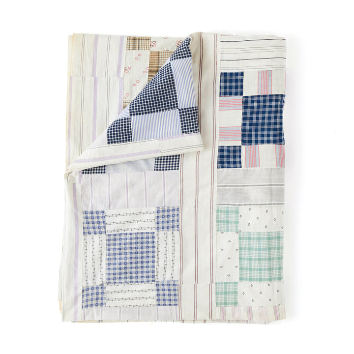 Vintage Shirting Patchwork Quilt Top