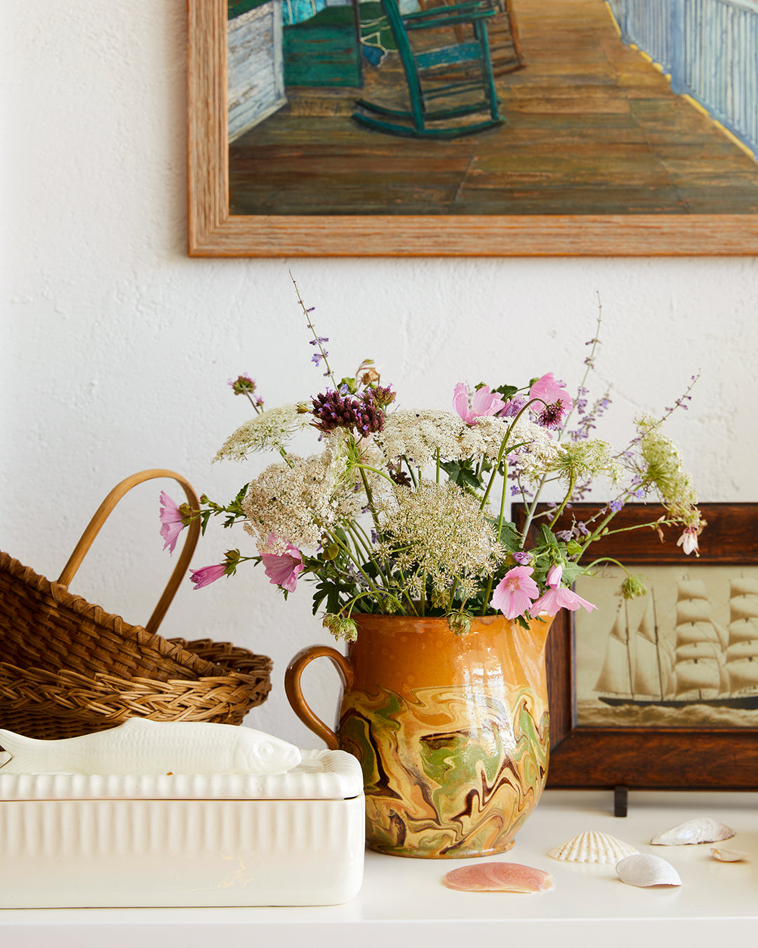 Antique French Jaspé Pitcher
