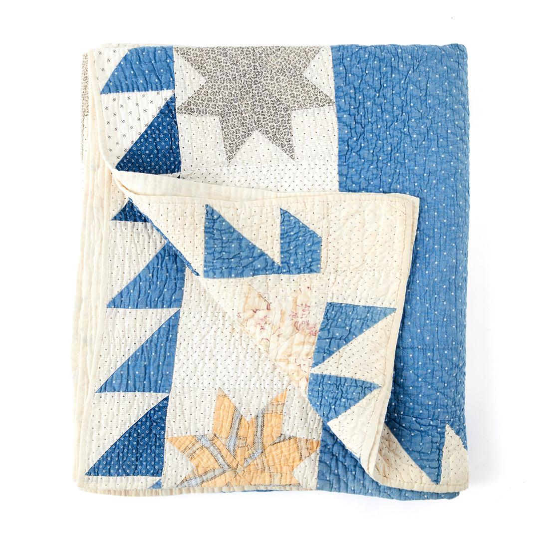 Vintage Striped Lemoyne Star Quilt