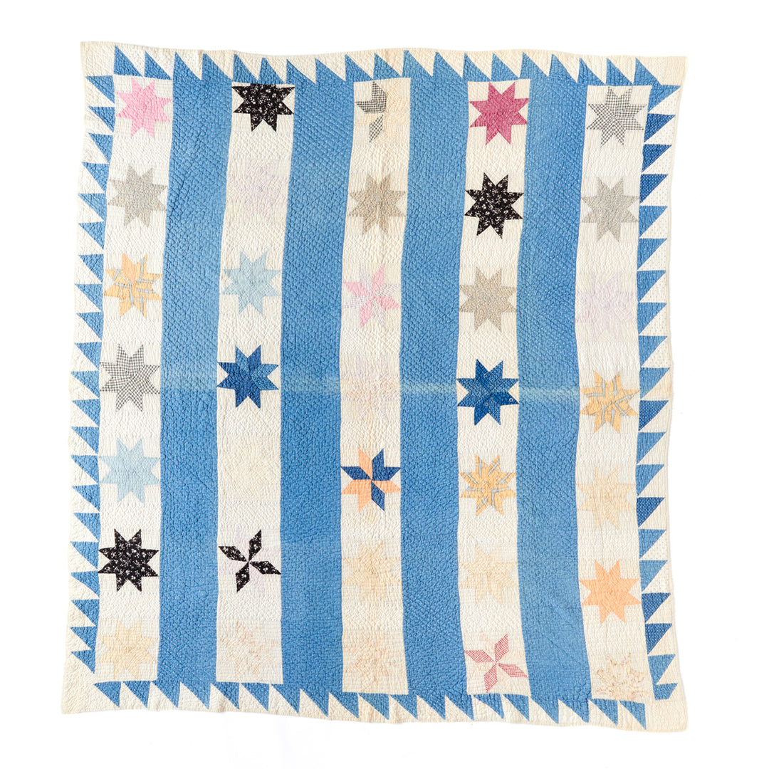 Vintage Striped Lemoyne Star Quilt