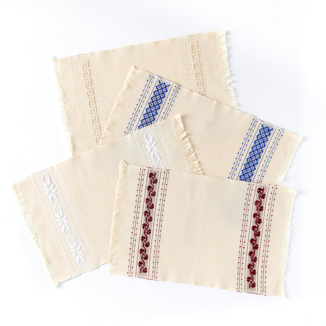Embroidered Portuguese Placemats, Natural on Natural