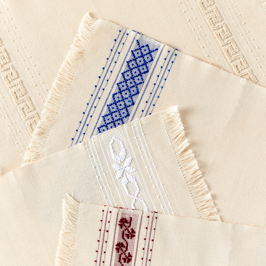 Embroidered Portuguese Placemats, Natural on Natural