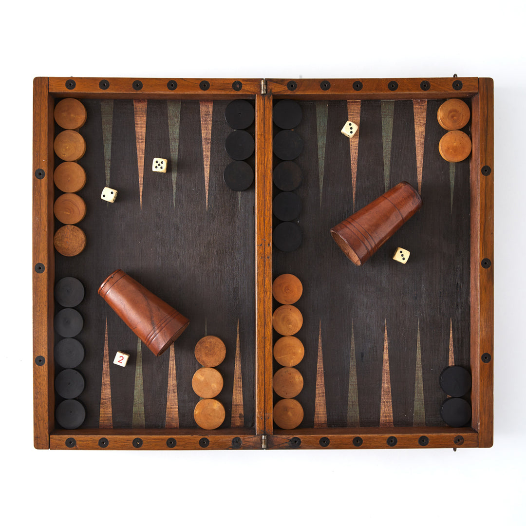 Antique Backgammon and Chess Set, circa 1910
