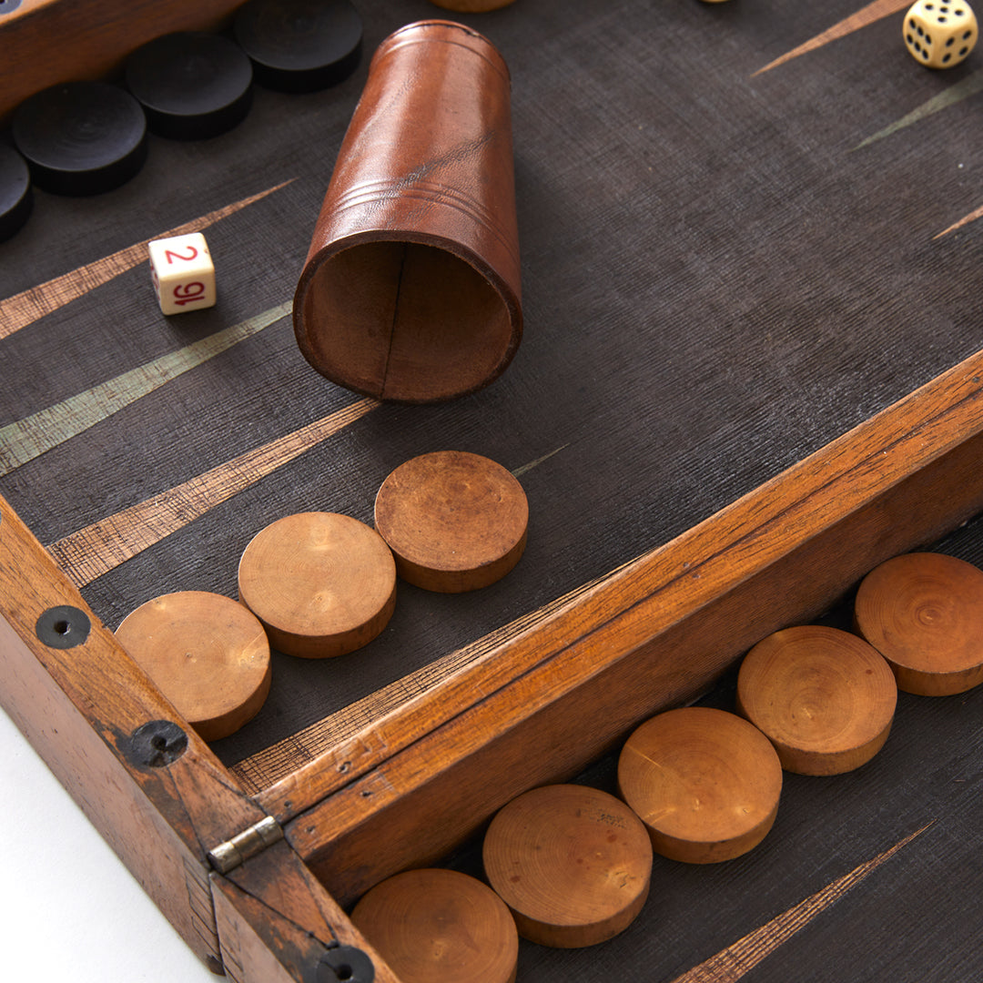 Antique Backgammon and Chess Set, circa 1910