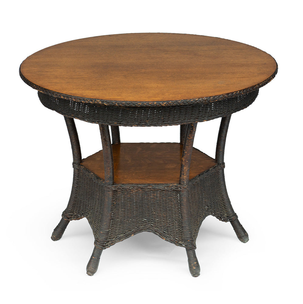Antique 6-Legged Wicker Table