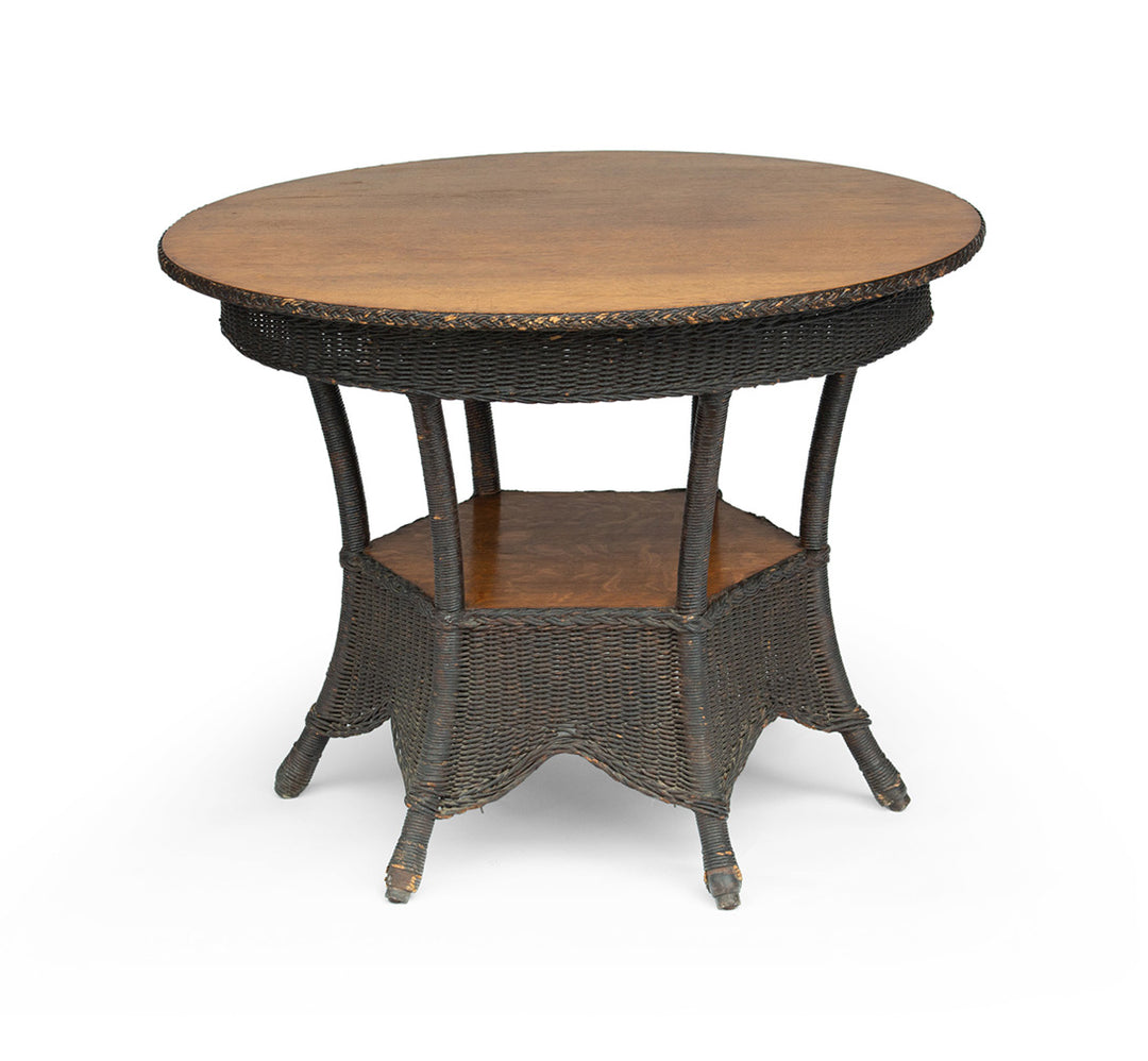 Antique 6-Legged Wicker Table
