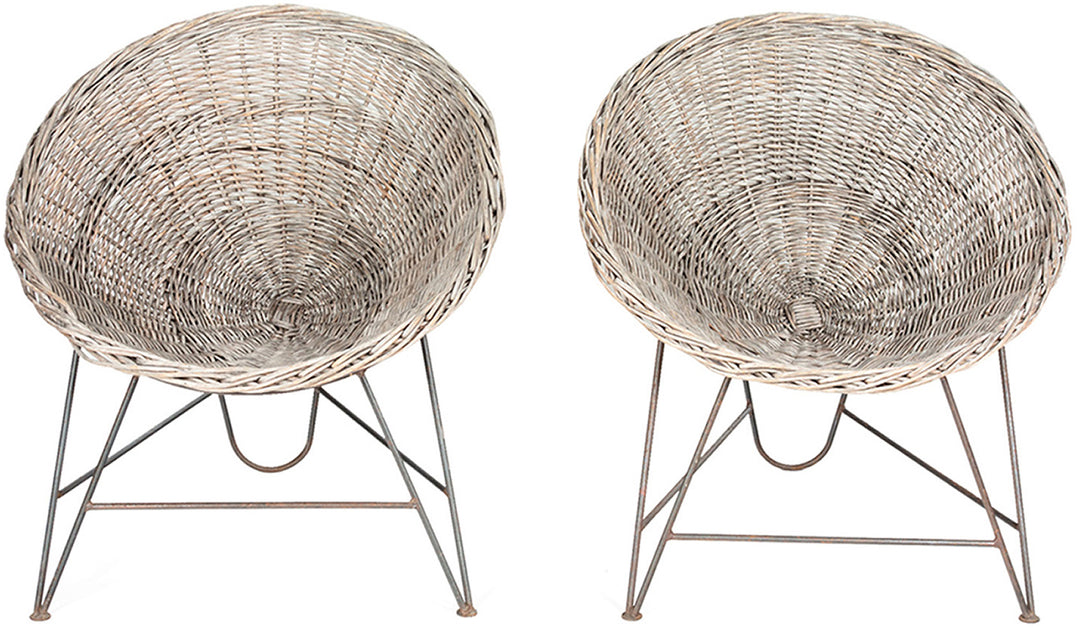 Pair of Vintage Rattan Hoop Chairs