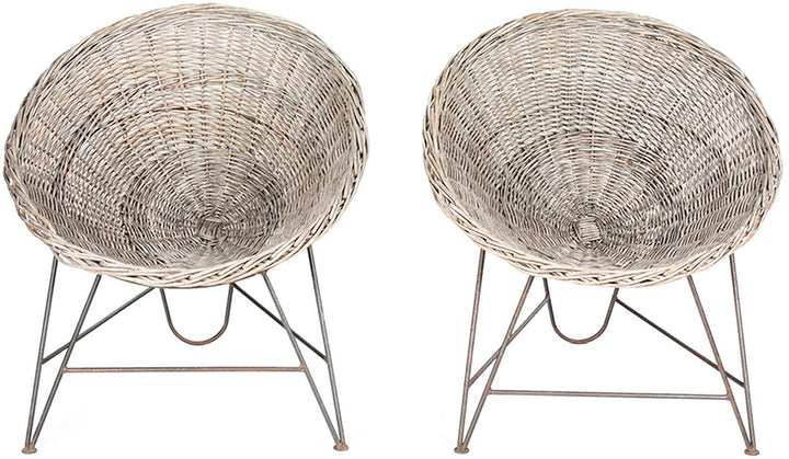 Pair of Vintage Rattan Hoop Chairs