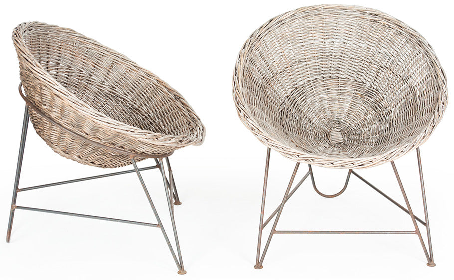 Pair of Vintage Rattan Hoop Chairs
