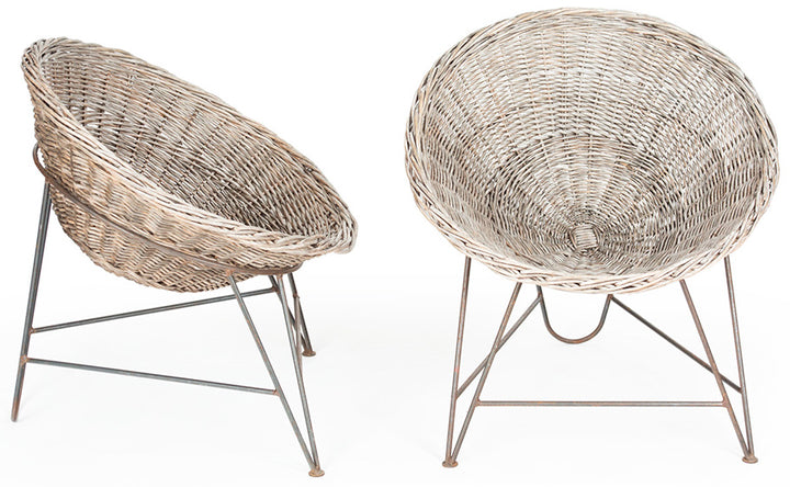 Pair of Vintage Rattan Hoop Chairs