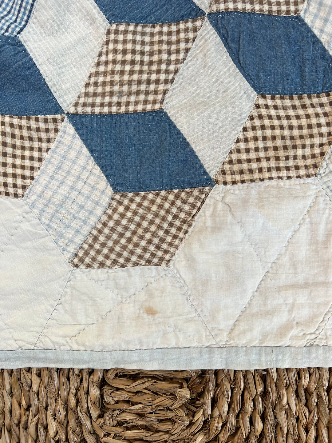 Antique Tumbling Block Quilt, Circa 1900
