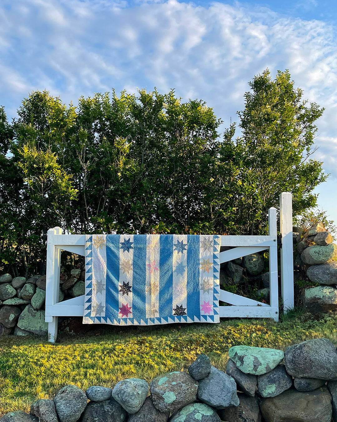 Vintage Striped Lemoyne Star Quilt