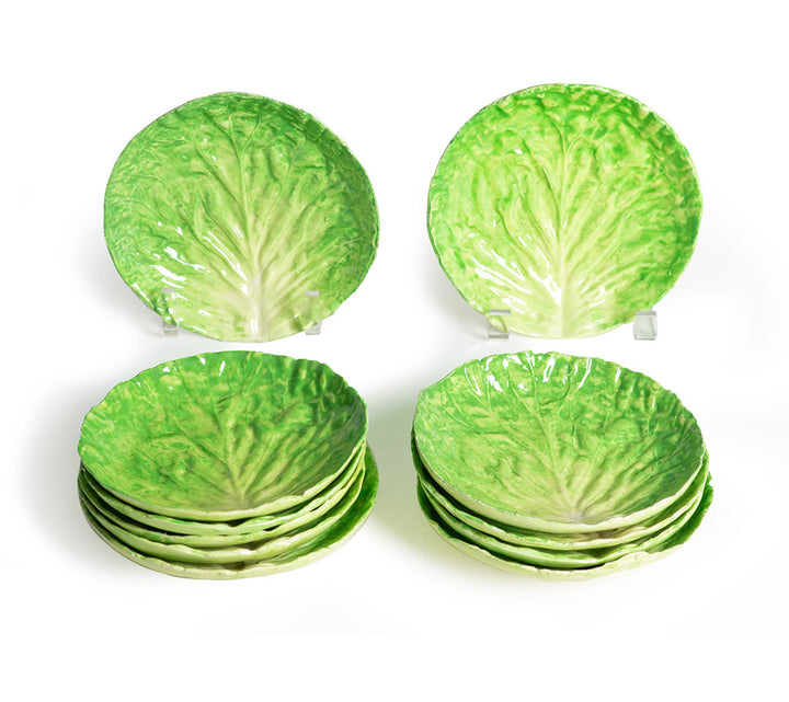 Set of 11 Lettuce Ware Plates