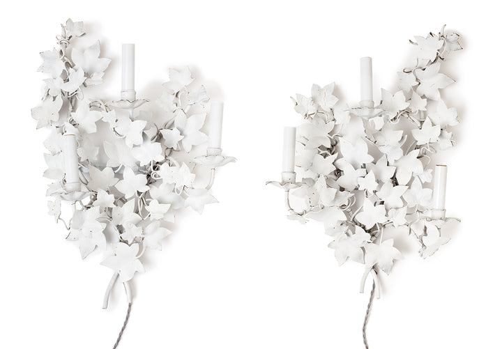 Pair of Vintage Painted Tole Sconces