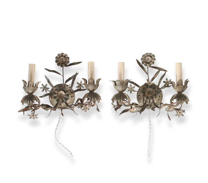 Pair of Vintage Tole Sconces
