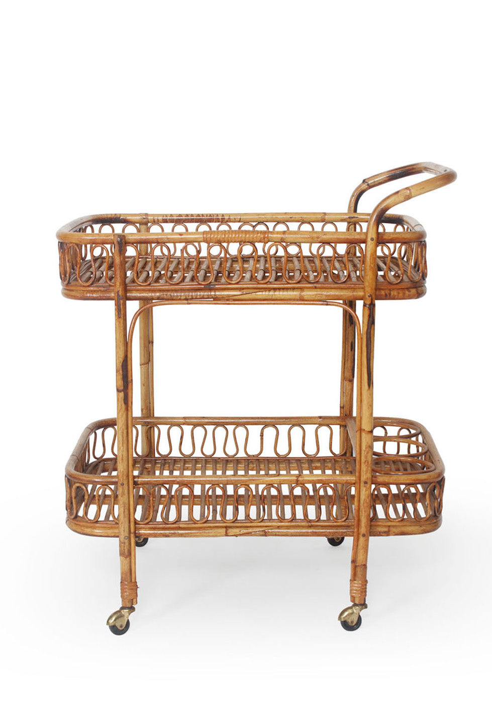 Mid-Century Rattan Bar Cart