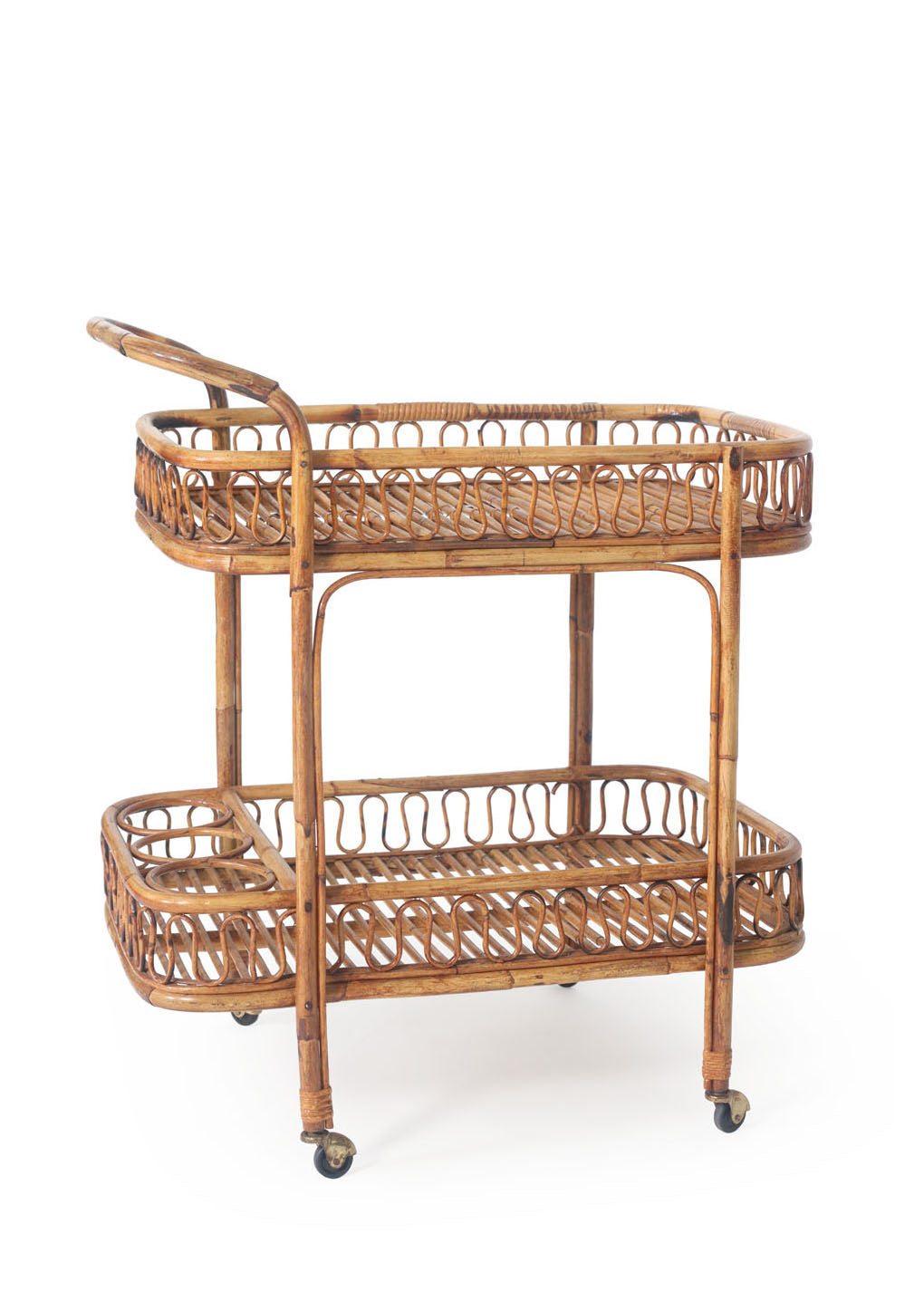 Mid-Century Rattan Bar Cart