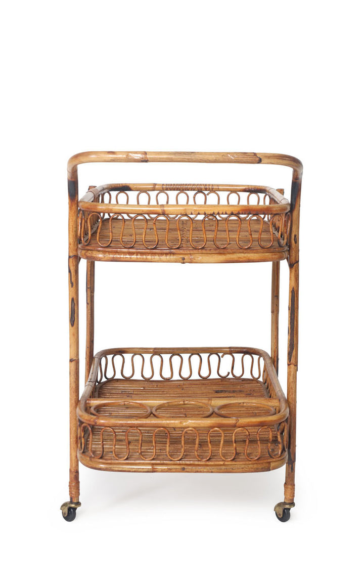 Mid-Century Rattan Bar Cart