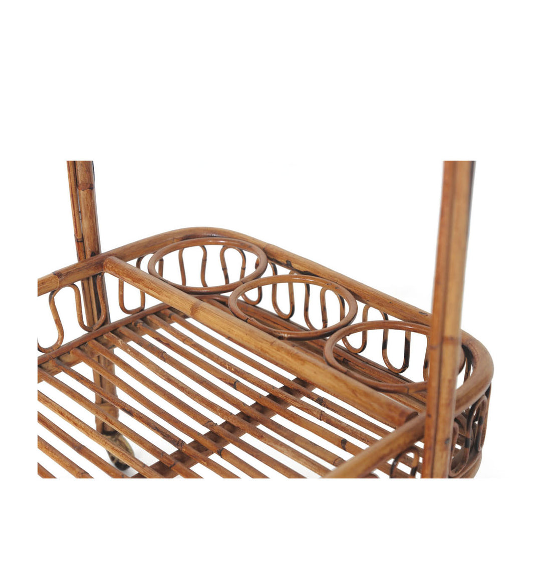 Mid-Century Rattan Bar Cart