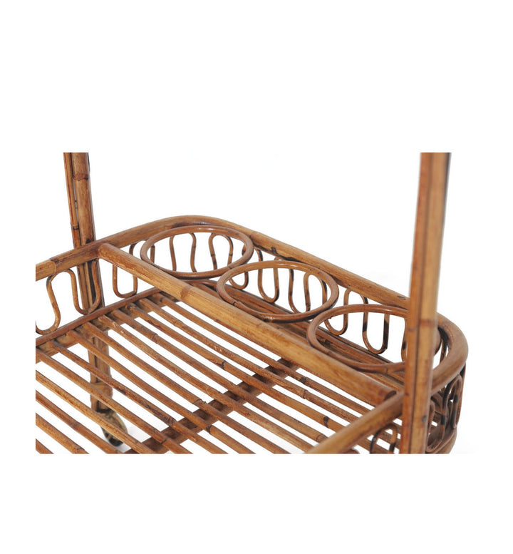 Mid-Century Rattan Bar Cart