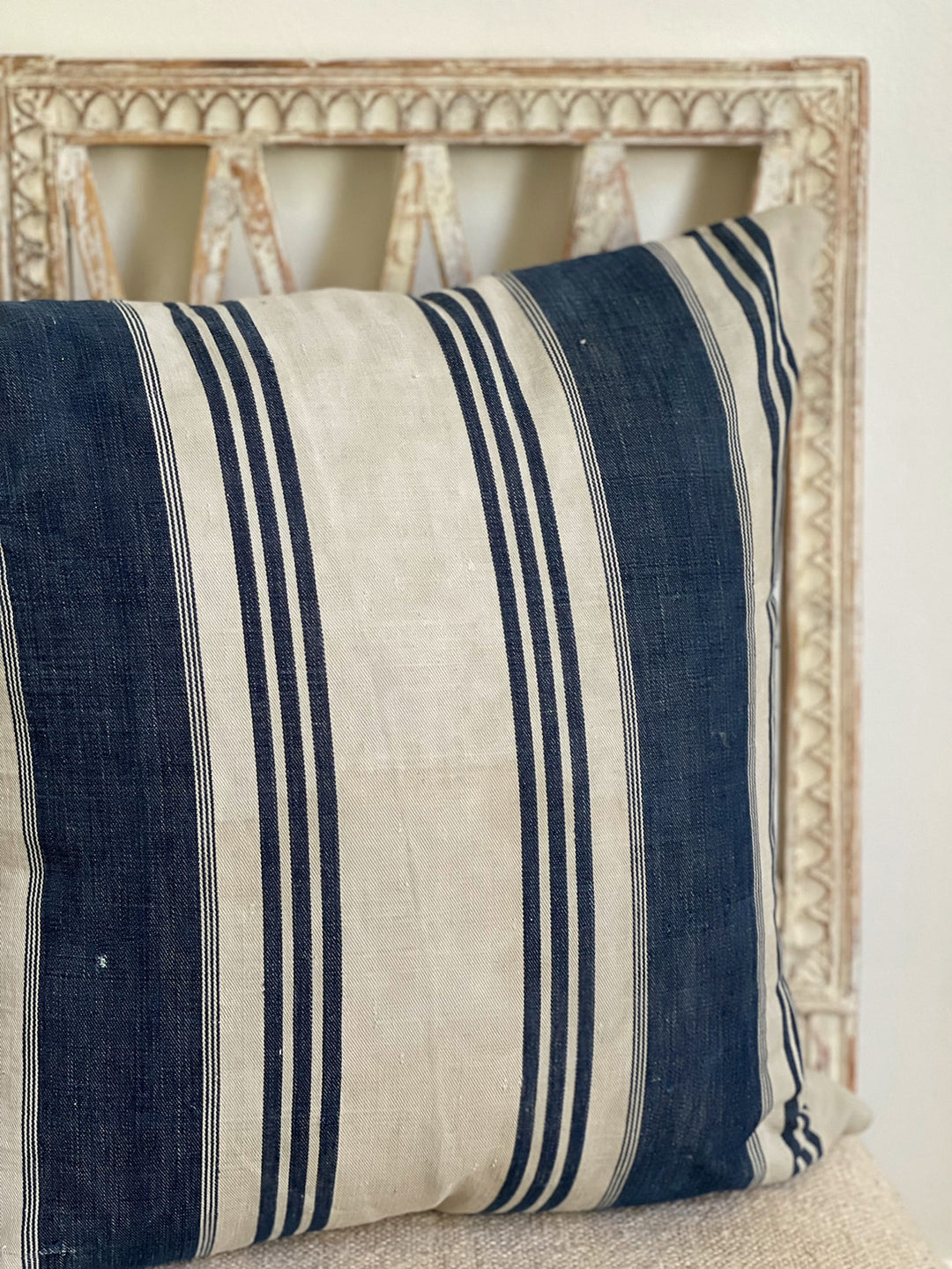 Vintage French Ticking Stripe Pillow 3