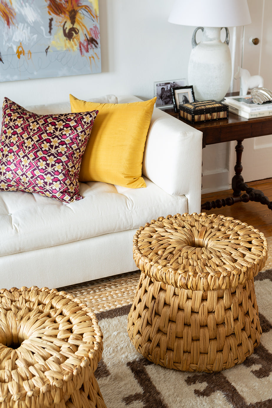 Pair of Mexican Palm Leaf Tables or Stools