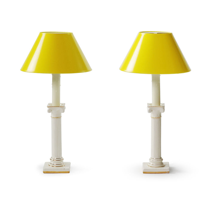 Pair of Vintage Porcelain Column Lamps