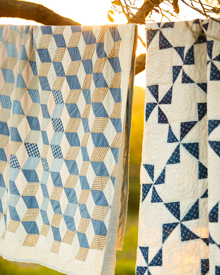 Antique Tumbling Block Quilt, Circa 1900